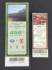 2008 Boston Red Sox 456th Sellout Game Ticket & Commemorative Game Ticket - Picture 1 of 14