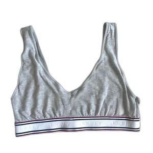 Jockey Bralette Bra Generation Size M Pullover Gray w/ Stripe Logo Band Soft EUC - Picture 1 of 6