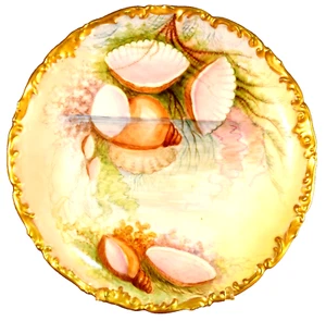 SUPERB T&V Limoges France Sea Shell Ocean Underwater Hand Decorated Charger! - Picture 1 of 5