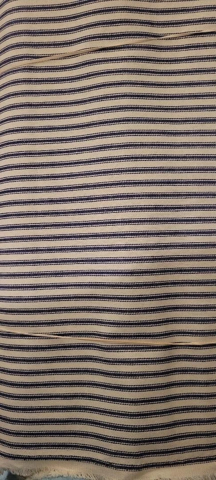 Ticking Stripe Fabric. Navy. 100% Cotton. By The Yard. - Image 1 of 1