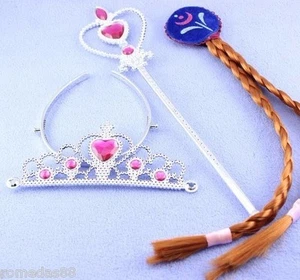 Prinzessin Anna Cosplay Kostüm Party Kristall Stirnband Tiara Krone Zauberstab Set - Bild 1 von 8