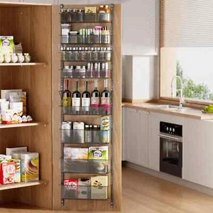 Over the Door Pantry Organizer 8-Tier Shelves Metal Hanging & Wall Mount Spice - Picture 1 of 7
