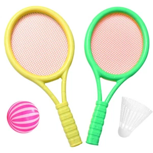 Plastic Tennis Racket Set 2 Rackets and 2 Balls for Kids Outdoor Fun - Picture 1 of 12