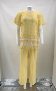 Vintage 50er Jahre Hosen Set gelb Gingham passend Größe 20 1/2 Large oder XL 1558 - Bild 1 von 12