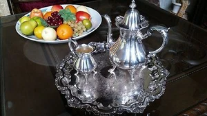 WALLACE SILVERPLATE COFFEE/TEA POT AND CREAMER - Picture 1 of 8