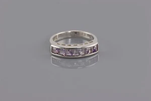 Juego de Anillo de Banda de Amatista Princesa Púrpura de Plata Esterlina 5mm Talla: 6,5 - Imagen 1 de 7