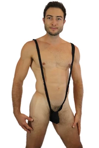 Mankini Borat Black Boost Pouch Thong Bodysuit Swimsuit Underwear Sexy - Picture 1 of 3