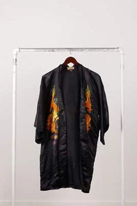 Vintage 20's Golden Bee 'Dragon Silk' Kimono Black - Picture 1 of 10