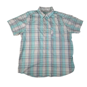 Camisa Columbia Para Hombres XL Verde Azulado Cuadros Manga Corta Botón Bolsillo Frontal - Imagen 1 de 8