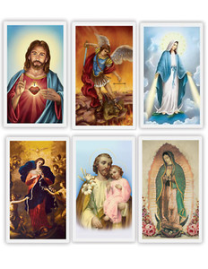 Lot of 6 Laminated Catholic Holy Prayer Cards Jesus Mary St. Michael St. Joseph