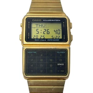 Casio Data Bank DBC-611G Digital Quartz Watch Telememo Calculator Gold Tone - Picture 1 of 6