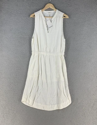 Espléndido Vestido Grande Sin Mangas Marfil Mezcla de Lino Viaje Playa Foto 1 de 4