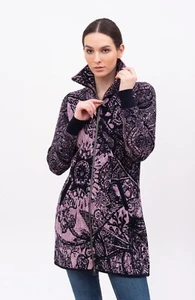 Kooi Knit Coat Pink Black Lamb Wool Polyamide Wool Golden Tips - Picture 1 of 5