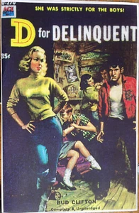 D for Delinquent 11x17 Mid Century Pulp Fiction Book Cover Print Art - Picture 1 of 1