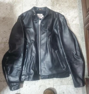 SWEET VINTAGE 1970'S SEARS BLACK MOTORCYCLE JACKET MEN'S SIZE 42 TALL RARE SIZE! - Picture 1 of 9