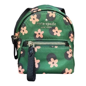 Kate Spade Chelsea Micro Backpack Key Chain Bag Charm Green & Pink Floral NWOT - Picture 1 of 6
