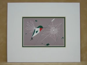 Charley Harper Rubythroated Hummingbird Matted Art Card - Picture 1 of 1