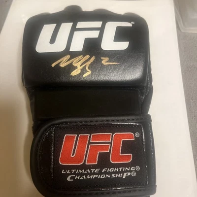 Khamzat Borz Chimaev GOLD ink autograph/ signed UFC MMA Black Glove PSA Cert - Image 1 of 3