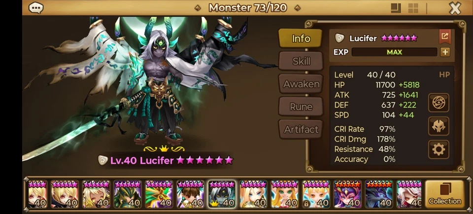 Cuenta de mitad de juego Lucifer/Leo/Verónica con muchos otros Nat 5s Summonerswar Foto 1 de 4