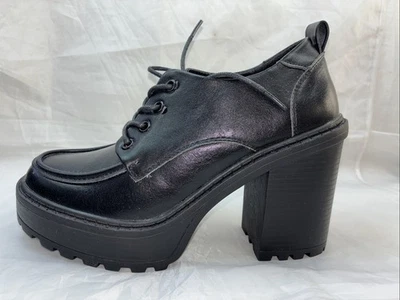 FOREVER-STATE-OXFORD LEATHER CHUNKY PLATFORM 4" Hi-Chunky Block Heel Women PUMPS - Image 1 of 4