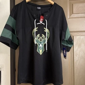 Women's Milwaukee Bucks Lace Up Jersey Shirt - XL NBA Ultra Game - Picture 1 of 7