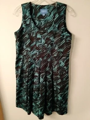 Vestido Simply Vera Vera Wang verde negro geométrico sin mangas 4 poliéster cremallera Foto 1 de 4