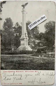 1900s WATERTOWN, WI, CIVIL WAR SOLDIERS LEWIS MEMORIAL POSTCARD UBPC - Bild 1 von 2