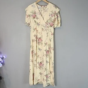 Scott McClintock Vintage Floral Maxi Dress sz 14 90s 80s Lace Collared Cottage - Picture 1 of 12