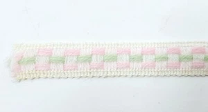 Vintage Garn Block Strick Bordüre Nähen Basteln Borte Rosa Grün Weiß Meterware 15 - Bild 1 von 3