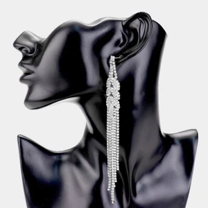 Elegant Women's Ladies Rhinestone Pave Evening Wedding Statement Earrings - Picture 1 of 1