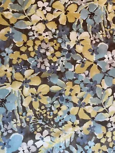 Tela de tapicería con estampado de algodón amarillo azulado Taupe por yarda (R243-RK6) - Imagen 1 de 3