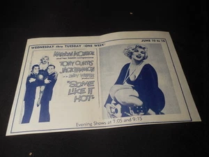 Vintage Buzzards Bay MA Marilyn Monroe Some Like it Hot Movie Theater Handbill - Picture 1 of 1