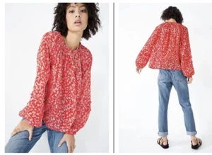 Hush Red Printed Blouse Top Spring Blossom Floral Violette Size Uk 8 Vgc Ref#T8  - Picture 1 of 15