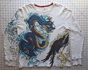 AFFFLICTION SIGNATURE SERIES KARI BARBA RED LABEL DRAGON LONG SLEEVE THERMAL LRG - Picture 1 of 22