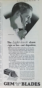 1927 Vintage GEM Double Life Golące żyletki Pióro Światło na twarzy Reklama