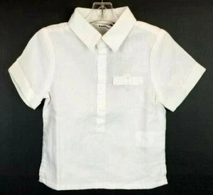 3pommes White Button Down Linen Boys Shirt Size 12M - Picture 1 of 8
