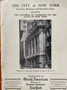 The City of New York 1939 Chamber of Commerce Factbook Great American Insurance - Imagen 1 de 12