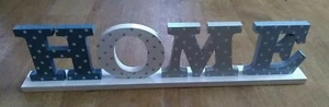 Large 'HOME' freestanding sign blues spotted Gisela Graham -NEW 53.5x12.5x5cm - Picture 1 of 6