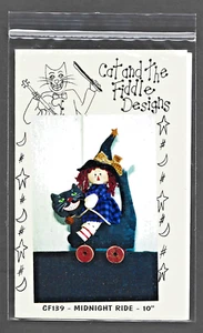 Muñeca bruja paseo medianoche paseos gato patrón de costura suave escultura tela arte - Imagen 1 de 2