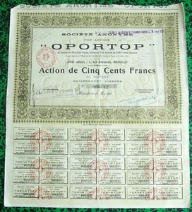 Dépt 13 Marseille 4 Rue Beauveau - Rare Entreprise SA Par Actions OPORTOP 1922 - Picture 1 of 1