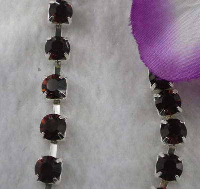 Aplique fantasia faça você mesmo SS40 cristal de vidro 8mm strass fecho corrente prata guarnições - Imagem 1 de 2