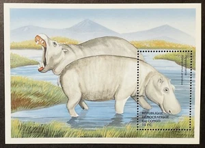 CONGO AFRICAN FLORA & FAUNA STAMPS SS 2000 MNH HIPPOPOTAMUS ANIMALS WILDLIFE 1 - Picture 1 of 1