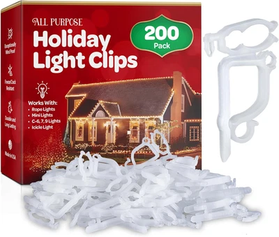 All-Purpose Holiday Light Clips [Set of 200] Christmas Clips, Outdoor Light Clip - Image 1 of 4