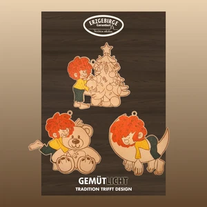 WEIGLA - Baumbehang Pumuckl 3 tlg. I Erzgebirgische Holzkunst I  Weihnachtsdeko - Picture 1 of 3