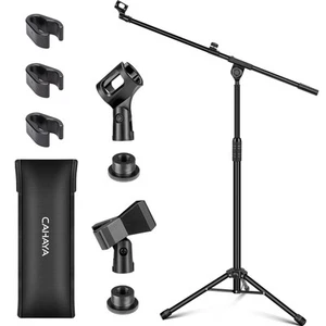 Dual-use Tripod Microphone Stand Boom Arm Floor Mic Stand Portable with Carry... - Picture 1 of 9
