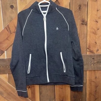 Original Penguin Track Jacket Mens Medium Grey - Image 1 of 4