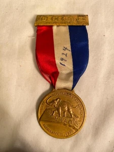 Indiana Republican State Convention 1924 Delegate Ribbon Medal RARE 101 Yrs. Old - Picture 1 of 8