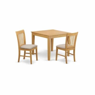 OXNO3-OAK-C 3 Pc Dining room set - Table and 2 dinette Chairs - Image 1 of 4