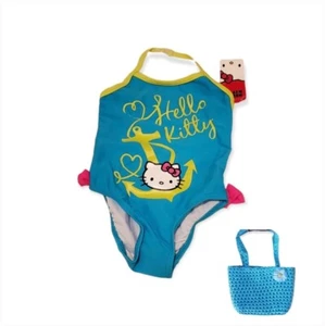 New Hello Kitty Turquoise and Yellow Trim Toddler 1 piece swimsuit - Picture 1 of 4
