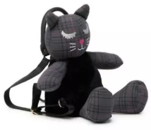 Luv Betsey Johnson Misty Faux Fur Plaid Cat Backpack Bag Purse NWT Plush Rave - Picture 1 of 5